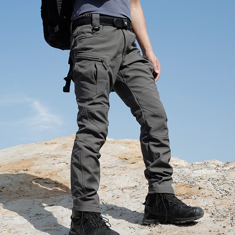 Fleece Hiking Trousers Men Cargo Climbing Combat Warm Pants Tactical  Bottoms