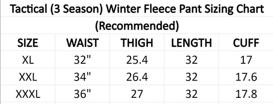 Mens Tactical (3 Season Winter) Fleece Cargo Hiking Pant