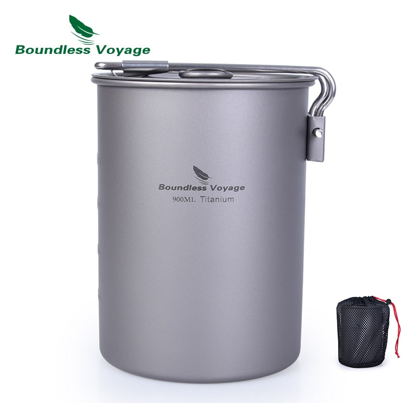 Load image into Gallery viewer, 800-900mL Titanium Pot with Lid Folding Handle
